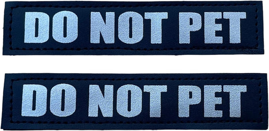 Reflective Do Not Pet Patches with Hook Backing for Service Animal Vests/Harnesses XXS or Extra Small (3.5 X 1) Inch