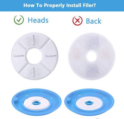 Cat Water Fountain Filter Replacement 8-16 Pack for 81Oz/2.4L Pet Water Fountain Dog Water Dispenser Activated Carbon Filters Rund Set Suitable for General Pet Drinkwell Water Dispenser