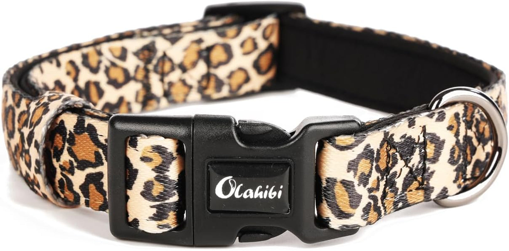 Leopard Pattern Dog Collar, Polyester Webbing, Padded with Neoprene, Soft and Comfortable for Small Medium Large Dogs.(S, Leopard)