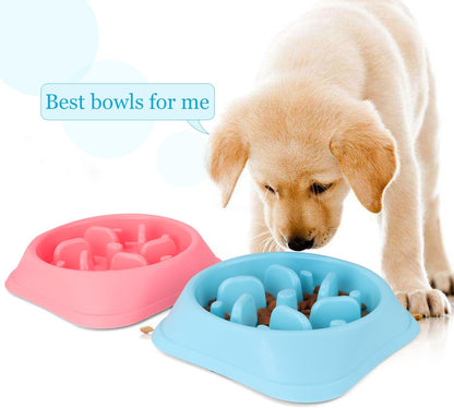 Dog Feeder Slow Eating Pet Bowl Eco-Friendly Non-Toxic Preventing Choking Healthy Design Bowl for Dog Pet(S-M,Blue+Pink)