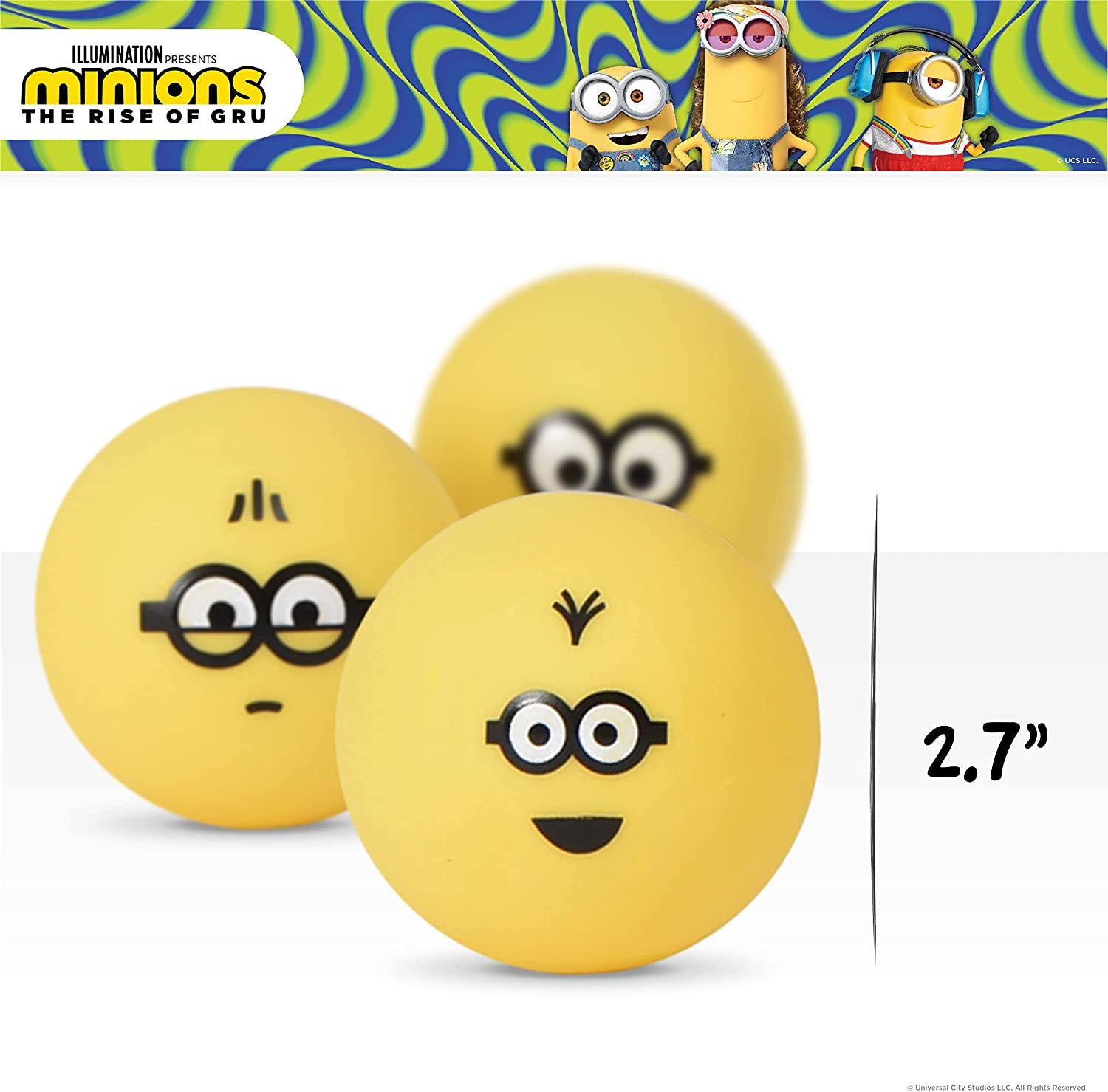 Bob, Kevin, and Otto Vinyl Squeaker Ball Dog Toys, 3 Pack | Yellow 3Pk Dog Toys| Gifts Fans and Their Pets | Officially Licensed Pet Product from Universal Studios