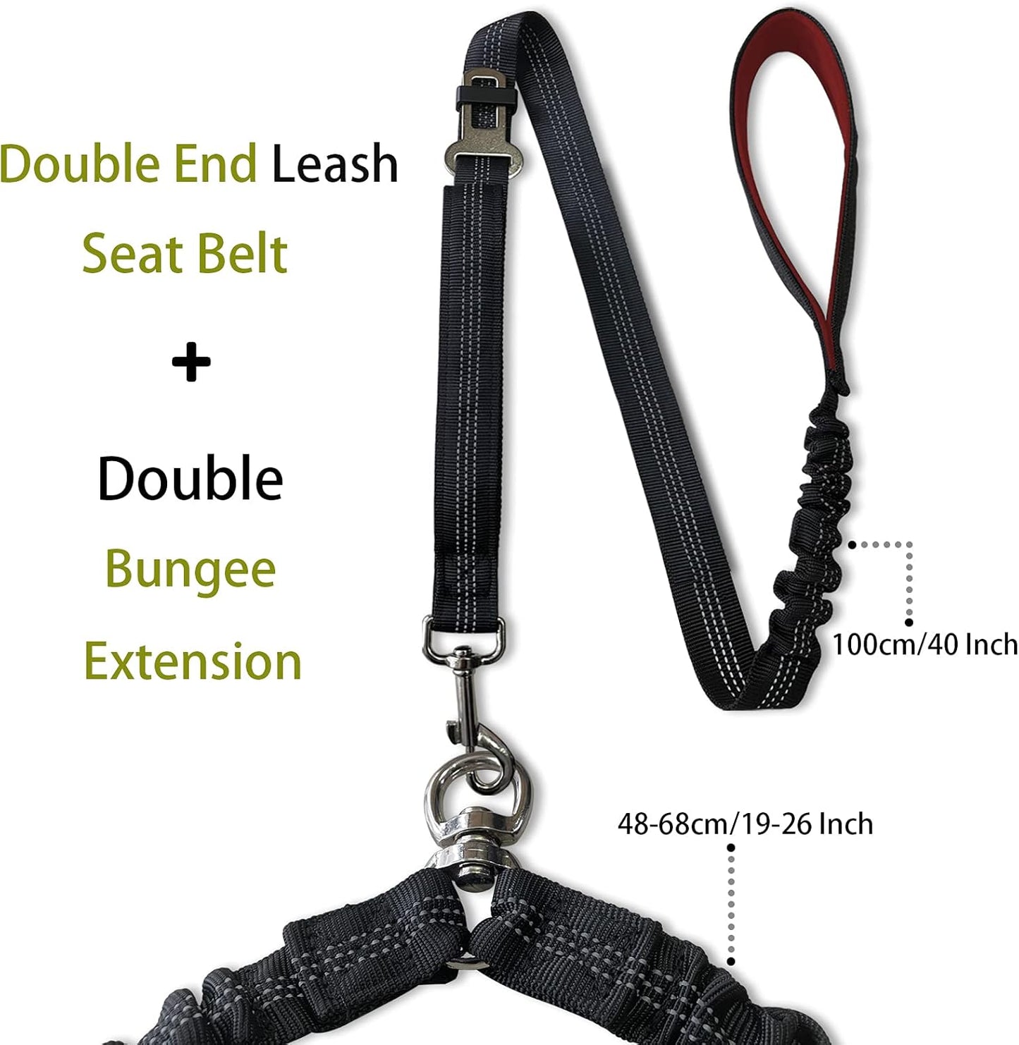 Double Dog Leash - 360 No Tangle Two Dogs Leash, Adjustable, Tangle Free for Small to Large Dogs - Walking & Training (Black + Red)