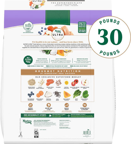 Ultra Adult Dry Dog Food with a Trio of Proteins from Chicken, Lamb and Salmon, 30 Lb Bag