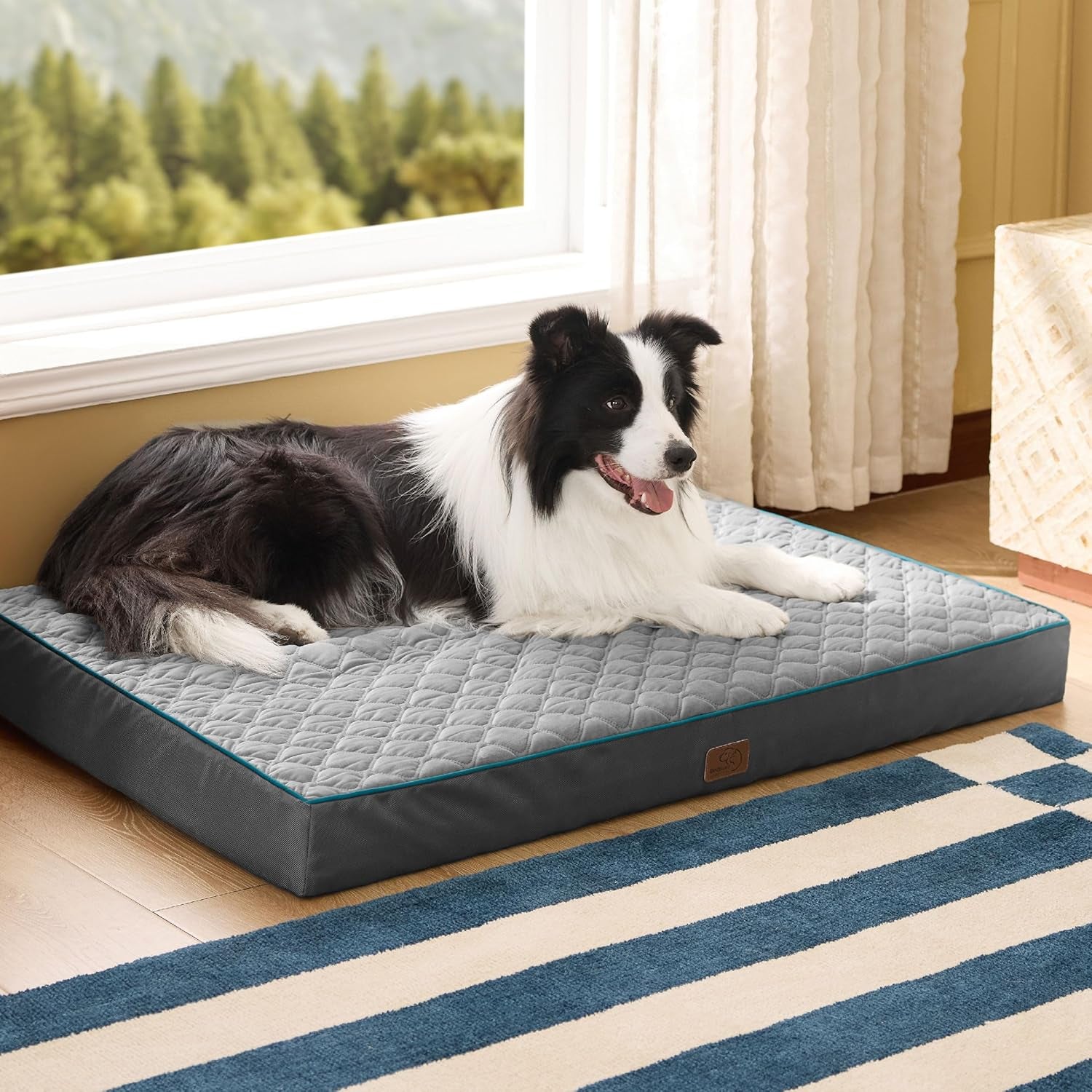 Orthopedic Dog Bed Large Sized Dog - Memory Foam Pet Mattress with Removable Washable Cover and Egg Crate Foam, Thick Flat Suitable for Pet up to 65 Lbs, 36X27X3.5 Inches, Grey