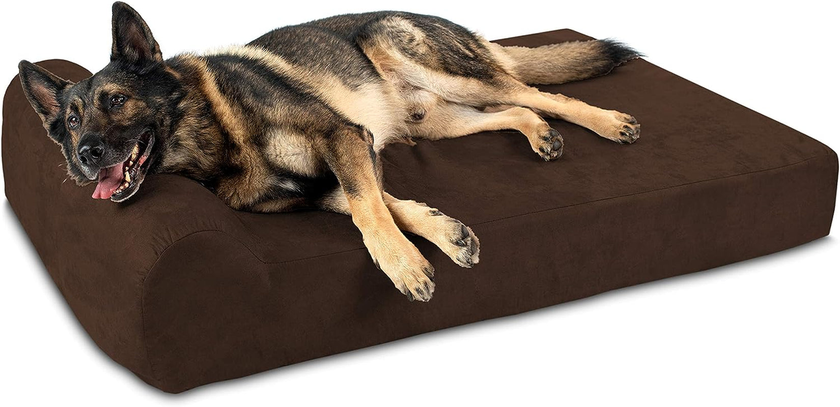 Barker Beds Headrest Extra Large Dog Bed (XL, Chocolate) – 7" Thick Soft & Comfortable Orthopedic Cushion – XL Dog Bed – Washable Microsuede Cover – Made in USA