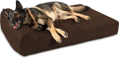 Barker Beds Headrest Extra Large Dog Bed (XL, Chocolate) – 7" Thick Soft & Comfortable Orthopedic Cushion – XL Dog Bed – Washable Microsuede Cover – Made in USA