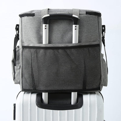 Dog Travel Bag Airline Approved Travel Set for Dogs of Stores All Your Dog Accessories - Includes Travel Bag, 2X Food Storage Containers and 2X Collapsible Dog Bowls (Grey)