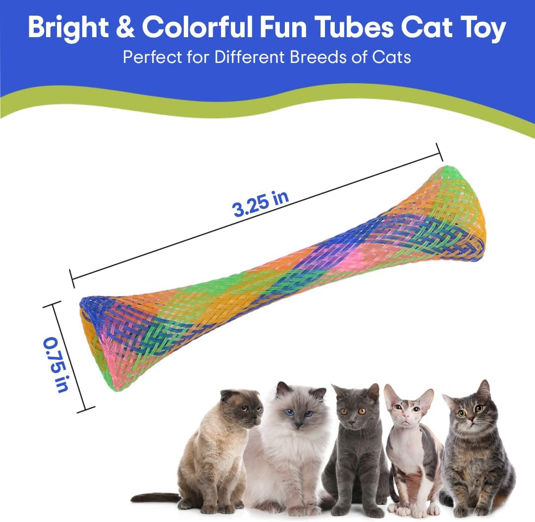 Kitty Fun Tubes Cat Toy | Bouncy Cat Toy with Catnip inside for Cats and Kittens to Bite, Swat and Chase | Interactive Cat Toy | 3 Pieces