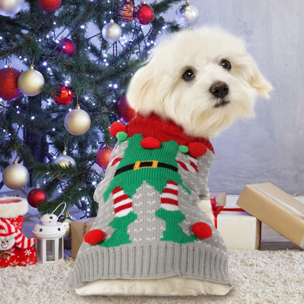 Dog Christmas Clothes, Christmas Dog Sweater for Large Dogs, Classic Red Large Dog Ugly Christmas Sweater，Grey XXL