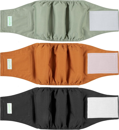 Washable Male Dog Diapers (Pack of 3) - Washable Male Dog Belly Wrap (Small - 11"- 14" Waist)