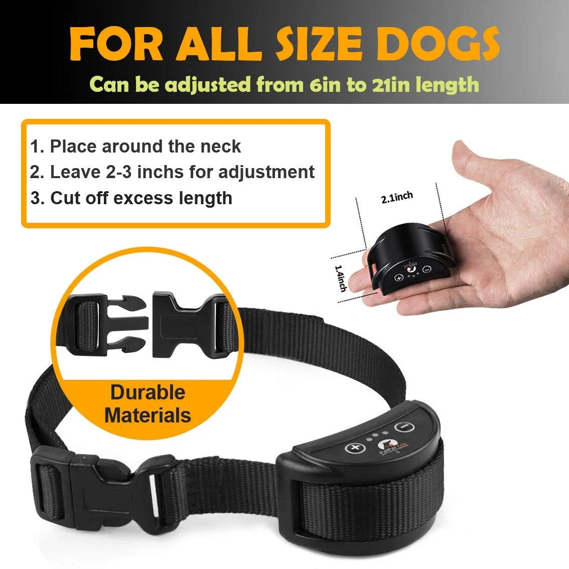 Designice Rechargeable anti No Barking Collar Electric Shock Dog Pet Bark Training Collar
