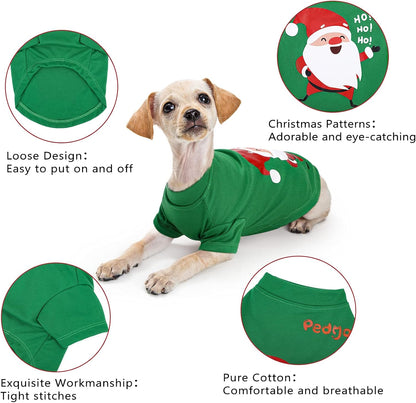3 Pack Dog Christmas Shirt Santa Claus, Snowman, Elf Pet Xmas Clothes Printed Puppy T-Shirt Cosplay Pet Apparel for Small Dogs and Cats Dress up Cosplay Gifts (M)