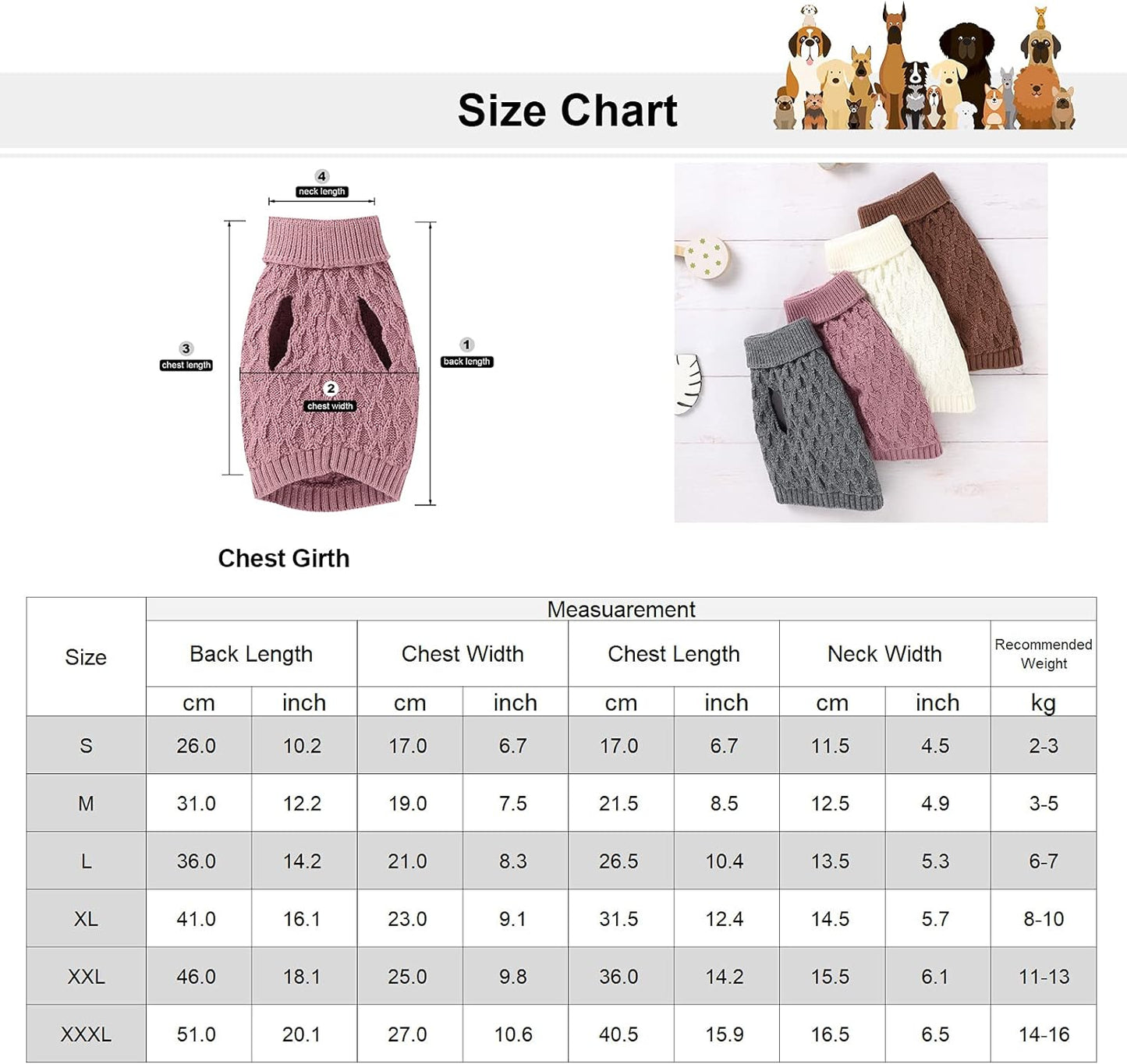 Knitted Braid Turtleneck Sweater Knitwear Warm Outerwear for Dogs & Cats