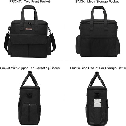 Dog Travel Bag by  - Dog Travel Kit for a Weekend Away Set Includes Pet Travel Bag Organizer for Accessories, 2 Collapsible Bowls, 2 Travel Food Container (Black)