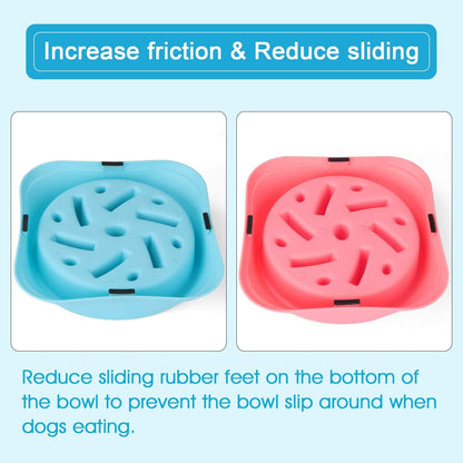 Dog Feeder Slow Eating Pet Bowl Eco-Friendly Non-Toxic Preventing Choking Healthy Design Bowl for Dog Pet(S-M,Blue+Pink)