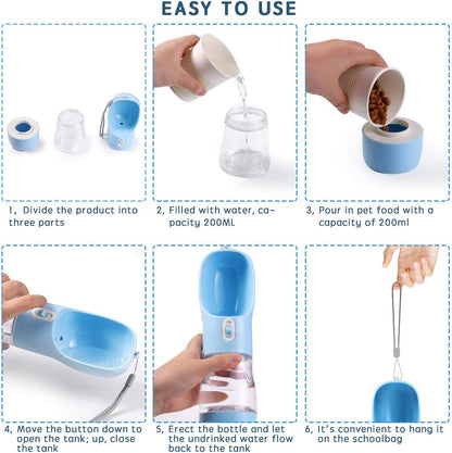 Portable Dog Water Bottle Pet Drinking Bottle Leak Proof Portable Puppy Water Bottle Dispenser and Cats Water Bottle for Walking Traveling Hiking (Blue/258Ml)
