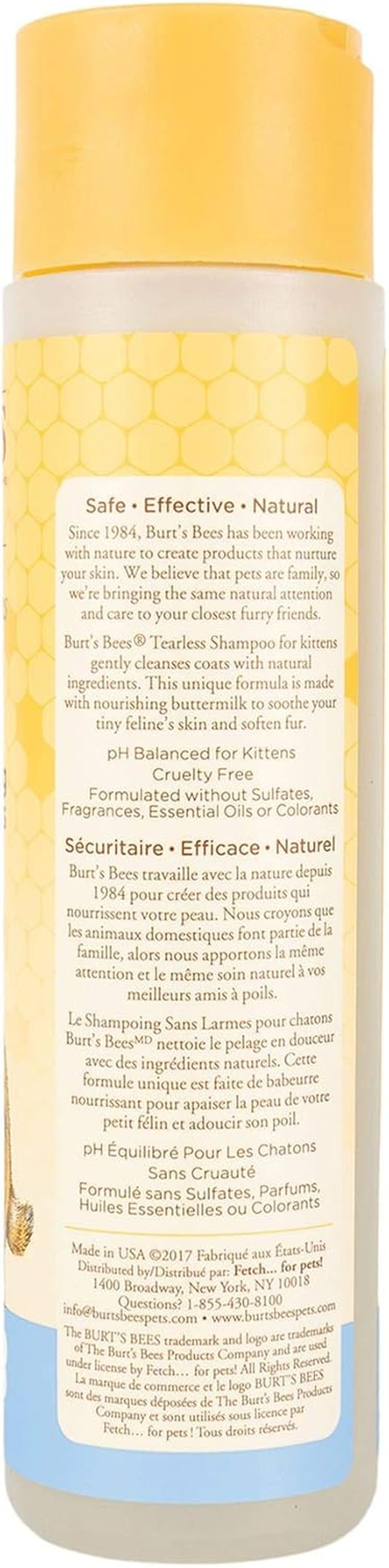 Tearless Kitten Shampoo with Buttermilk, 99.3% Natural Origin Formulas, Pet Shampoo for Cats, Gentle Cat Shampoo, Cat Shampoo for Itchy Skin, 10 Oz
