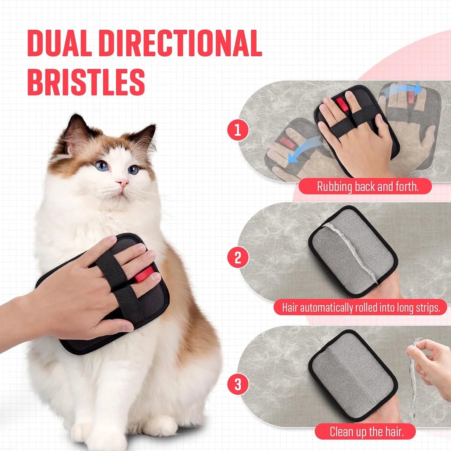 Pet Hair Removal Glove,Pet Hair Remover Glove Suitable for Furniture, Carpets, Plush Fabrics, Sofas, and Beds Pet Grooming Gloves-1Pcs