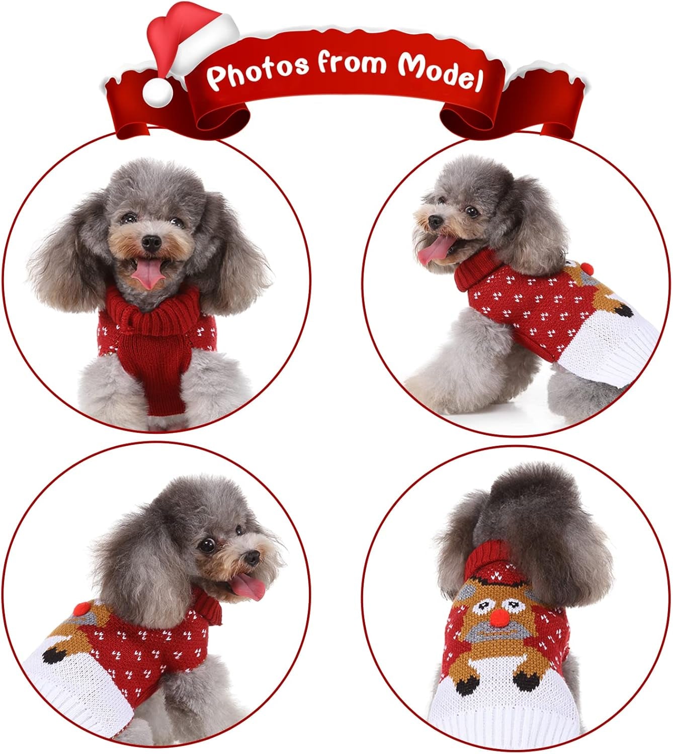 Dog Christmas Sweater, Pet Holiday Knitwear Warm Sweater for Small Medium Dogs, Pet Winter Outfit Xmas Reindeer Clothes Doggie Sweater (XL)