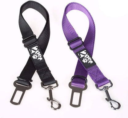 Dog Seat Belt Strap Adjustable - Dog Car Seatbelt for All Dog Breeds & Sizes - Fits Seatbelt Latches of Most Car Makes Buckles- 21" to 32" Dog Seatbelt – Sweet Lavender, Pack of 2