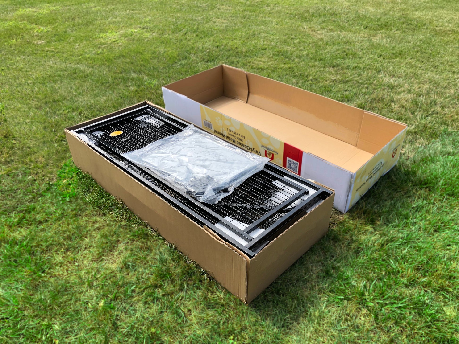 Welded Wire Dog Kennel, Indoor & Outdoor Use, Waterproof Cover Included, Black, 8 Ft X 4 Ft X 6 Ft