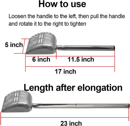 Stainless Steel Cat Litter Scoop 23 Inches Telescoping Litter Scoop with Long Handle Perfect Scooper for Cats and Dogs