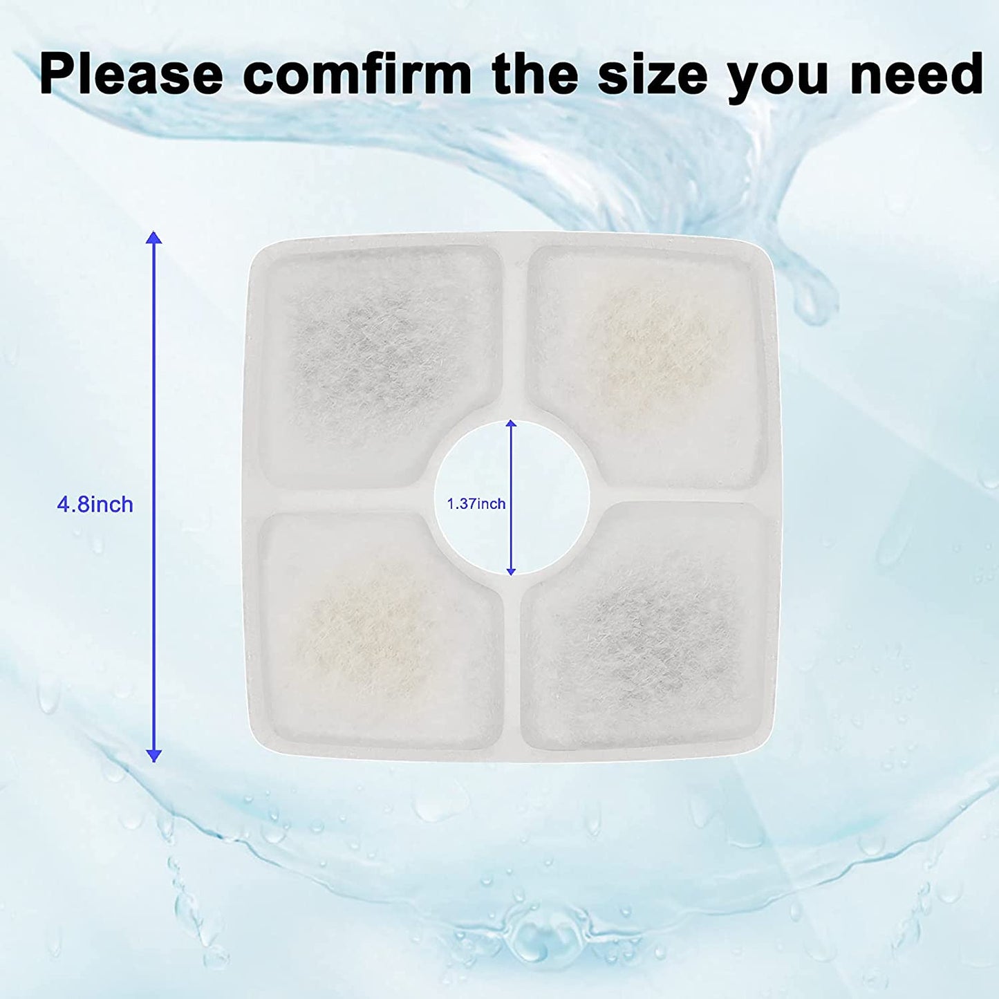 Cat Water Fountain Filters,  Cat Fountain Filter Replacement, for Square Cat Water Fountain inside (12 Pack)