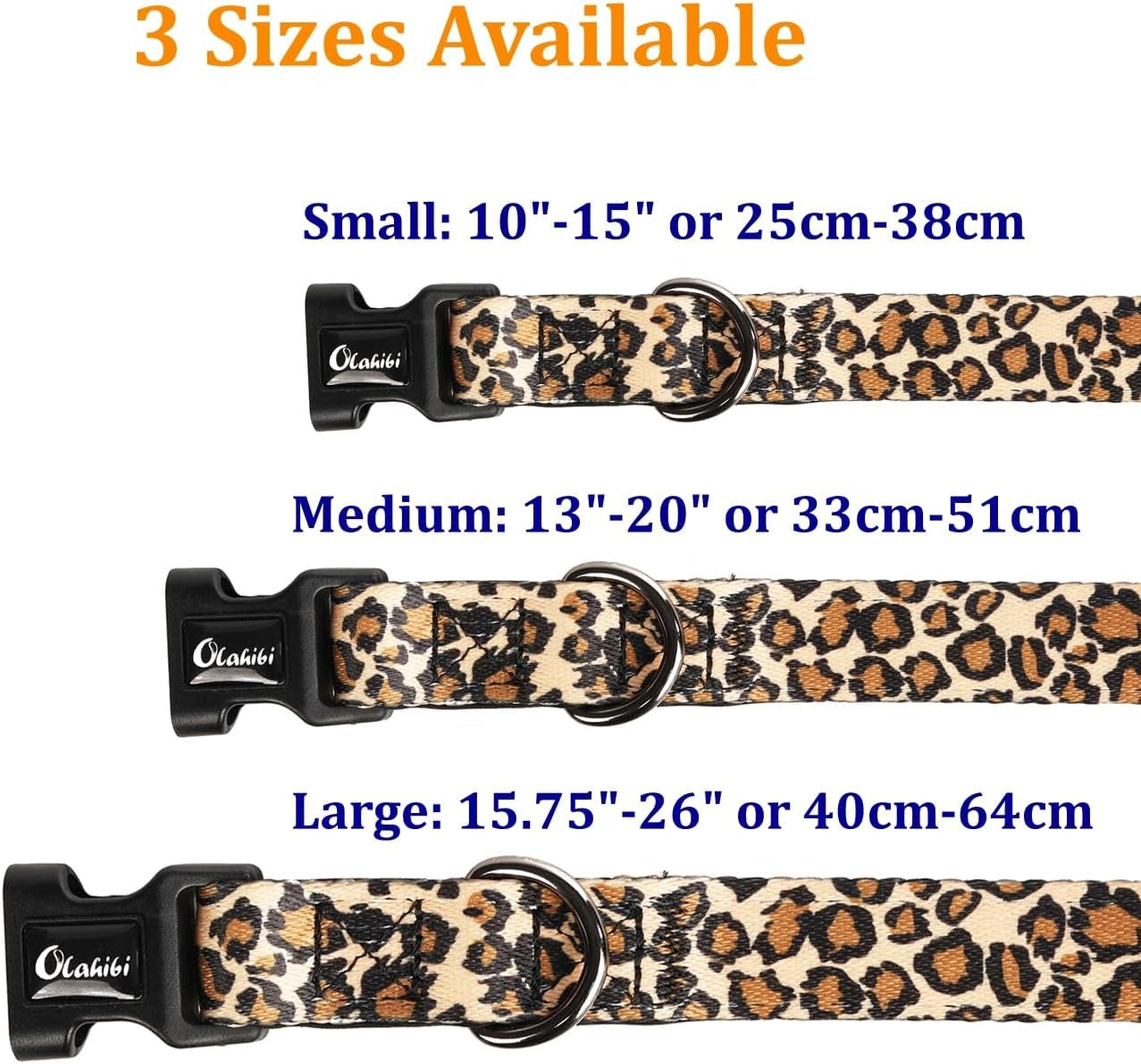 Leopard Pattern Dog Collar, Polyester Webbing, Padded with Neoprene, Soft and Comfortable for Small Medium Large Dogs.(S, Leopard)