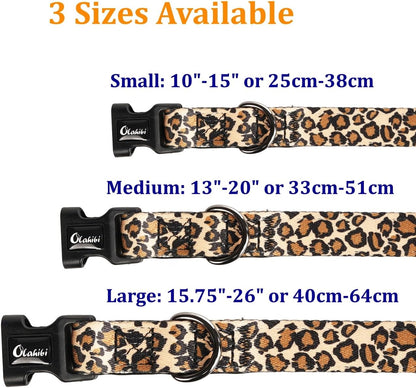 Leopard Pattern Dog Collar, Polyester Webbing, Padded with Neoprene, Soft and Comfortable for Small Medium Large Dogs.(S, Leopard)