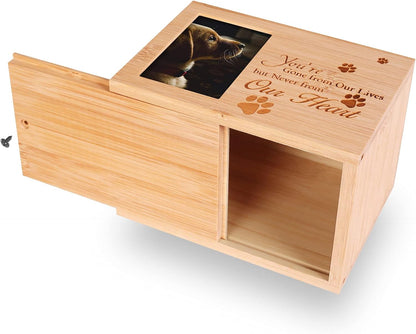 Cremation Urns for Ashes，Burly Wood Keepsake Urns for Dogs Ashes,Pet Memorial Keepsake Urns,Wood Urn,Photo Box Pet Cremation Urn