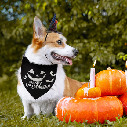 Dog Halloween Bandanas Scarf with Cute Doggy Wizard'S Hat, Pumpkin Costumes Decorations for Small Medium Large Dogs Boy Girl Funny, Black