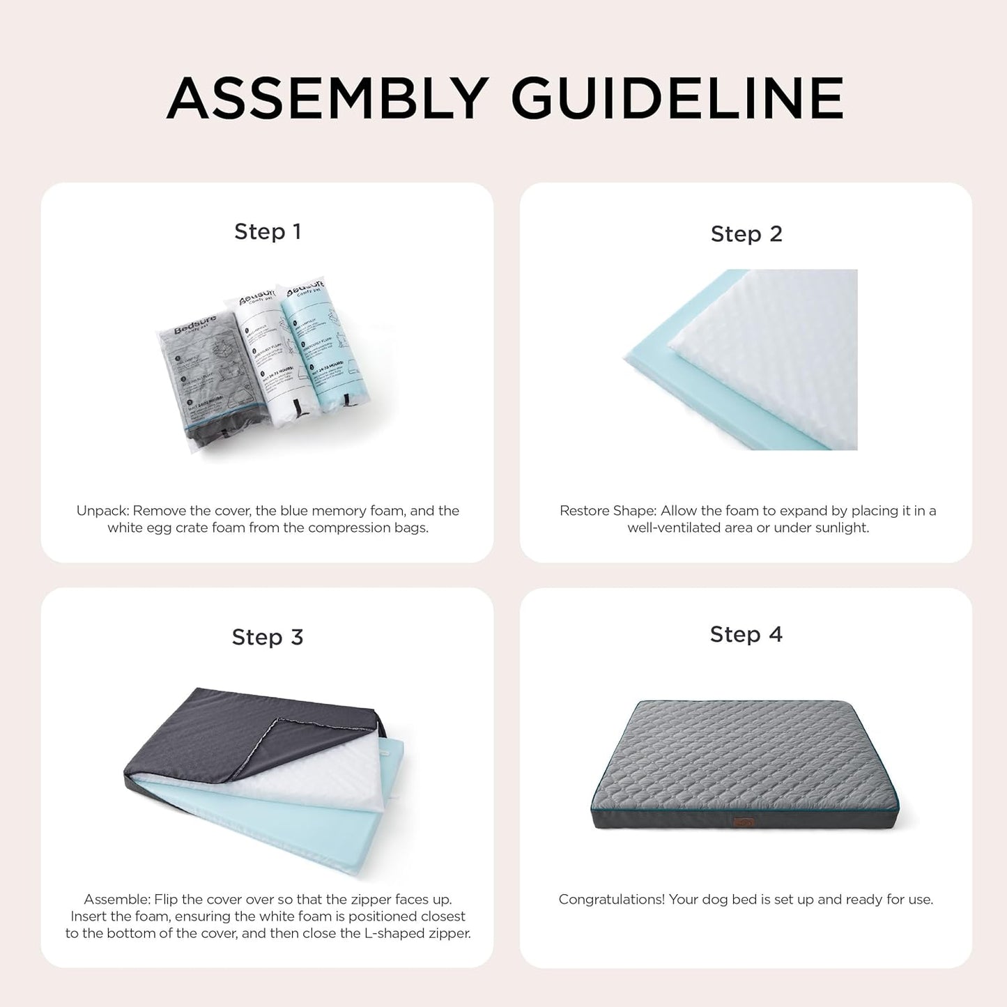 Orthopedic Dog Bed Large Sized Dog - Memory Foam Pet Mattress with Removable Washable Cover and Egg Crate Foam, Thick Flat Suitable for Pet up to 65 Lbs, 36X27X3.5 Inches, Grey