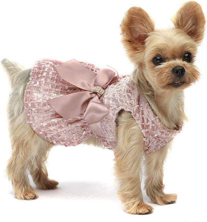 Embroidery Dog Dresses Pet Clothes Prom Dress Cat Party Gown Pink Large