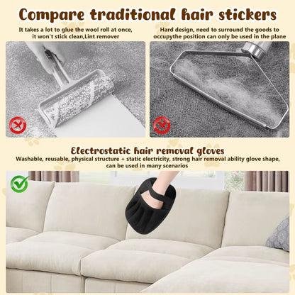 2 Pack Pet Hair Remover Gloves,2025 Upgraded Static Removal Gloves, for Pet Hair, Cat & Dog Hair Removal Tool for Couch,Furnitur