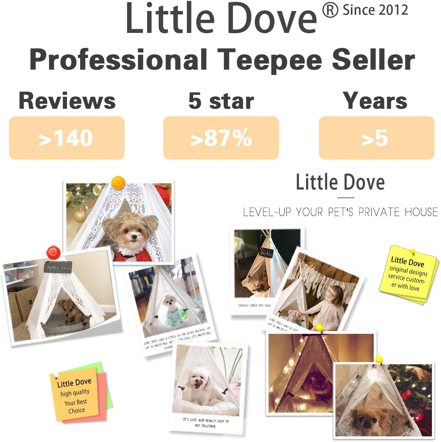 Pet Teepee Dog(Puppy) & Cat Bed - Portable Pet Tents & Houses for Dog(Puppy) & Cat Lace Style 24 Inch with Thick Cushion