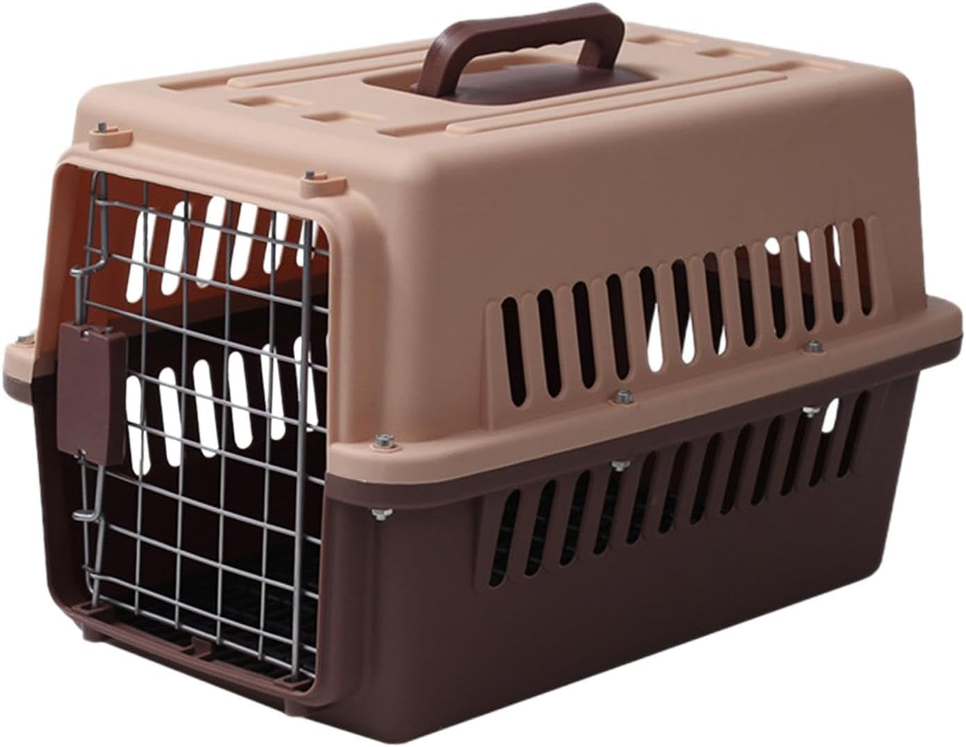 Pet Carrier Pet Travel Box Portable Hard Sided Pet Transport Cage Pet Carrier Crate Box for Tiny Dog Breeds Pet Store Biking, Brown